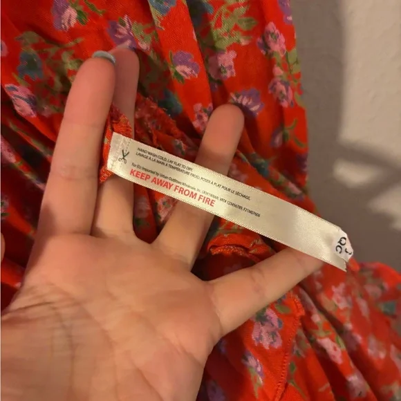 Free People Women's Adella Printed Mini Slip Dress in Red Meadow XS - Picture 9 of 11